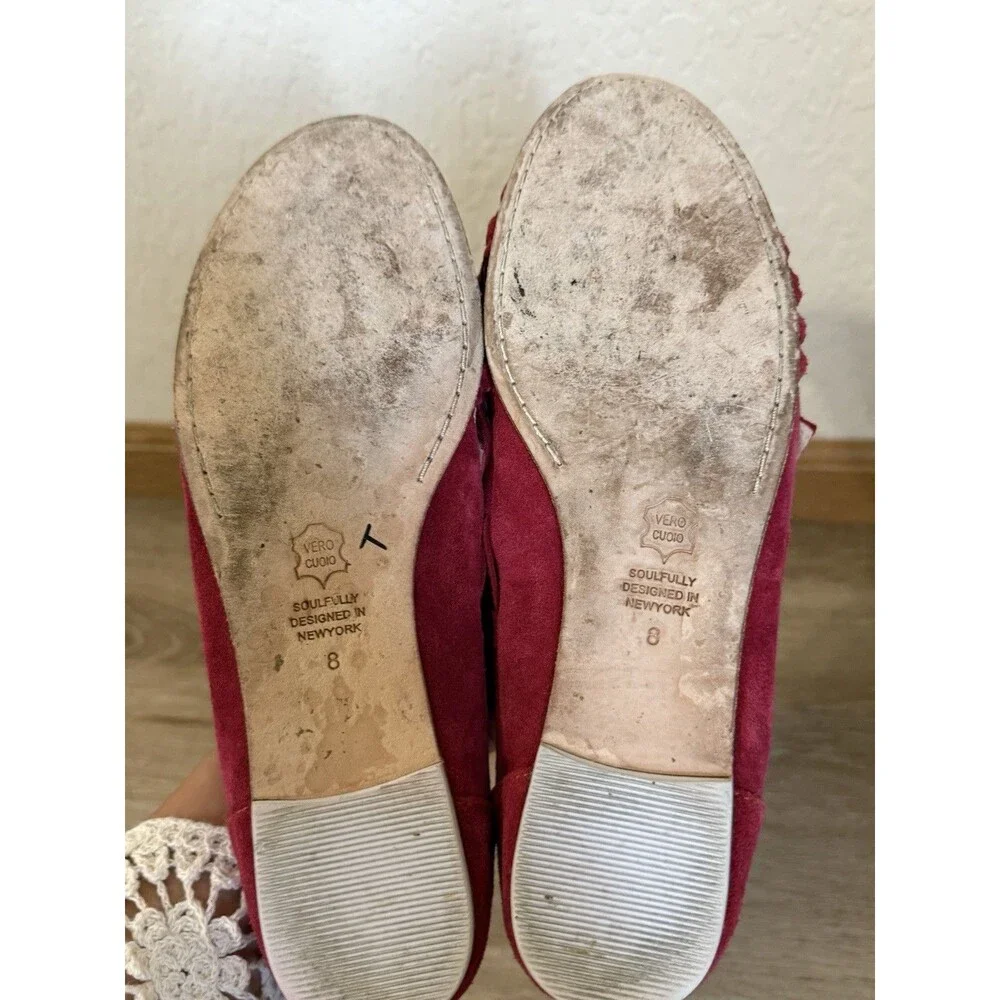 Matt Bernson Red Suede Moccasin Cut Out Flats Women’s Size 8
